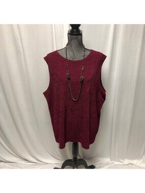 Vikki Vi Sleeveless Top Womens Size 3X Burgundy Textured Knit USA Made Comfy NEW